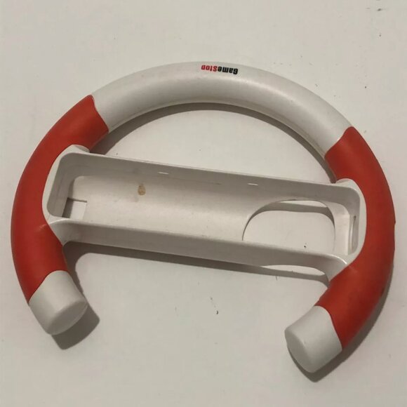 Gamestop Wii Remote Racing Steering Wheel Red White, Preowned - Picture 2 of 3
